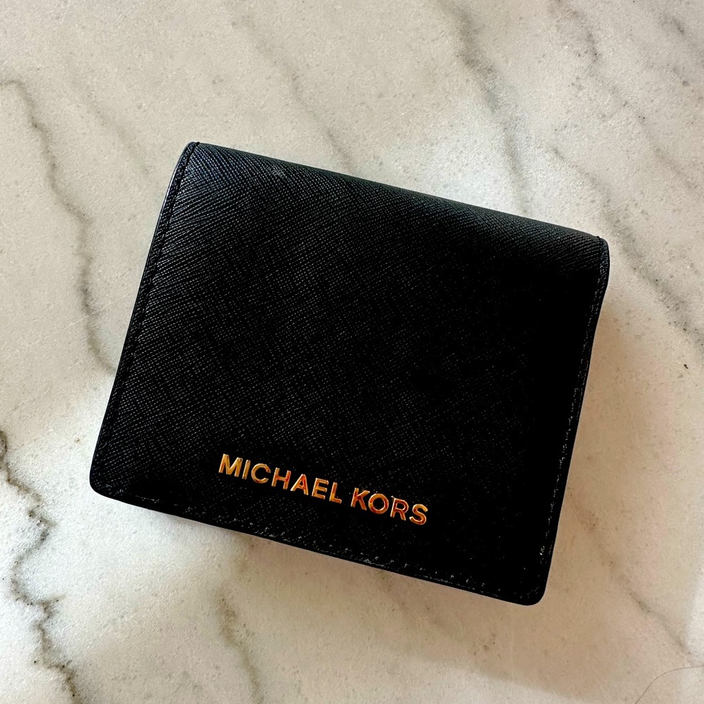 Michael Kors Small Flap ID Card Case Wallet Black